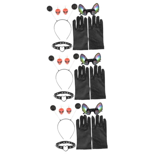 WRITWAA 3 Sets Alien Dekoration Weltraum Brille Mars Stirnband Alien Stirnband Brillen Party Kostüm Dekoration Party Brillen Boppers Ball Kopfbedeckungen Sonnenbrillen Große von WRITWAA