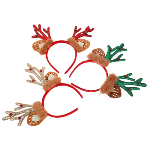 WRITWAA 3 Stück Weiches Plüsch Rentier Geweih Haarreif in Rot Grün Gold Bequemer Weihnachtskopfschmuck für Damen Festlicher Rentiergeweih Stirnband für Kostüm Party Cosplay und WRITWAA 3 Stück Weiches Plüsch Rentier Geweih Haarreif in Rot Grün Gold Bequemer Weihnachtskopfschmuck für Damen Festlicher Rentiergeweih Stirnband für Kostüm Party Cosplay und von WRITWAA