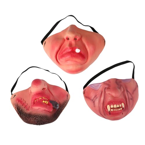 WRITWAA 3St Halloween-Maske halloween halloween assecoires horrormaske demon mask Halloween-Performance gruselige Kostümmaske Horror-Maske Cosplay-Maske mit halbem Gesicht von WRITWAA