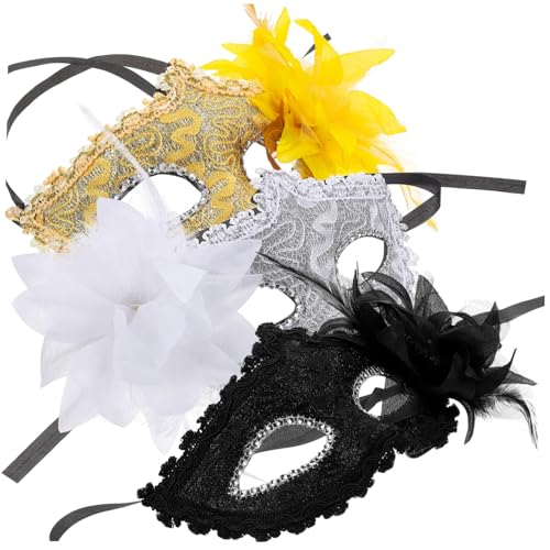 WRITWAA 3St Maske aus Rosenspitze Party Schlafmaske Blumenmasken aus Spitze Halloween halbe Maskerade dekorative Masken Maskerade Masken Festival-Masken für Erwachsene Ball Masken Plastik von WRITWAA