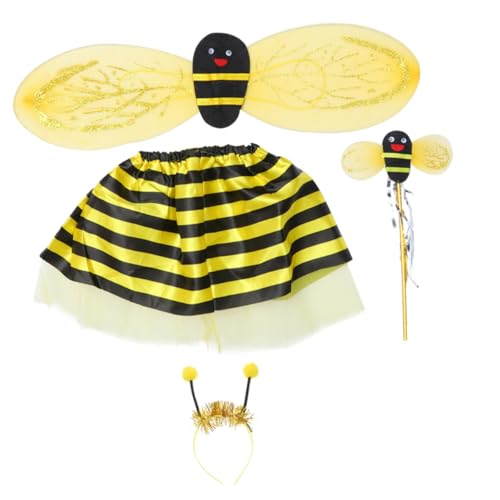 WRITWAA Bienenflügel-kostümset 4-teilig Bienenflügel für Jungen und Mädchen Tutu-rock Feen-set Bühnen-cosplay-requisiten für Geburtstagsfeiern von WRITWAA