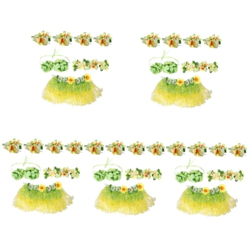 WRITWAA 5 Sätze Hula-Kleidung für Kinder hawaii mottoparty deko hawaii party outfit Hawaii Outfit für Kinder Kinder-Luau-Party-Outfit Hula-Rock-Set Luau-Girlande Luau-Partygirlande Plastik von WRITWAA