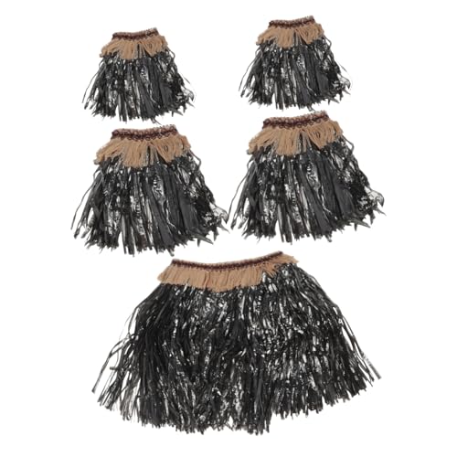 WRITWAA 5st Hawaiirock Für Erwachsene Hawaiianischer Hula-rock Hula-gras-tanzrock Luau Grasrock Hawaii-outfits Hawaiianische Partydekoration Stroh Für Kostüm Luau-party-outfits Black von WRITWAA