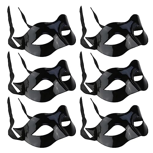 WRITWAA 6 Stück Halbmaske Schwarze Maske Maskerade-Maske Cosplay-Maske Für Damen Und Herren Für Halloween Weihnachten Party Kostüm Kostüm Requisite von WRITWAA