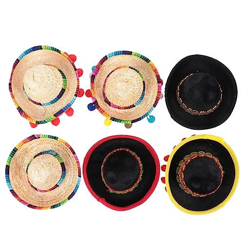 WRITWAA 6St Festival-Haarband Sombrero-Kopfbedeckung mexikanisches Kostüm Festival-Haarreifen Sombreros para Mexikanische Partyhüte Haarreifen-Hut Partyhut Stirnband Partykostüm Hölzern von WRITWAA