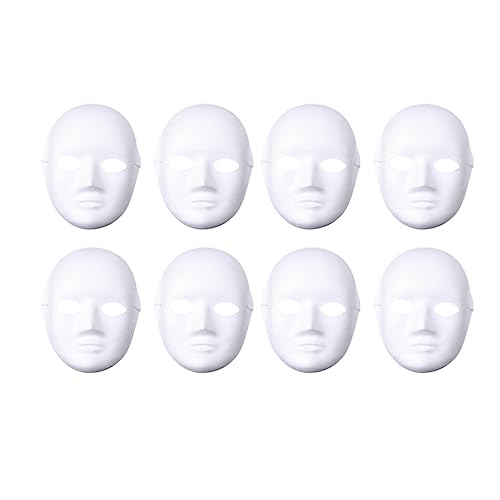 WRITWAA 8 Stück Weiße Maske Leere Maske Kostümmaske Diy-Maske Für Frauen Für Cosplay Halloween Weihnachten Party Kostüm Kostüm Requisite von WRITWAA