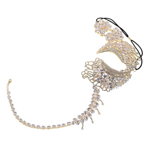 WRITWAA Bling Strass Maske Damen mit Elastischem Band Funkelnde Venezianische Karnevalsmaske für Mardi Gras Halloween Ball und Kostümparty Goldfarben WRITWAA Bling Strass Maske Damen mit Elastischem Band Funkelnde Venezianische Karnevalsmaske für Mardi Gras Halloween Ball und Kostümparty Goldfarben von WRITWAA