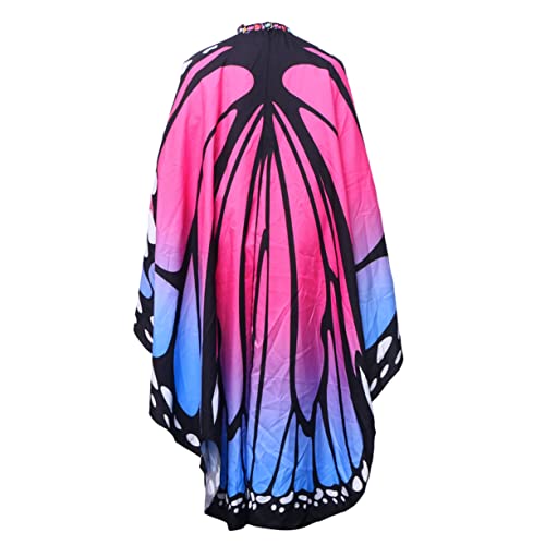 WRITWAA Damen Polyester Umhang Mit Schmetterlingsmotiven Drehbarer Partyumhang Für Frauen Karneval Und Cosplay Blau Großen Schmetterlingen von WRITWAA