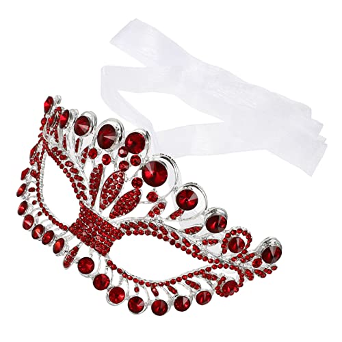 WRITWAA Diamant Maske Halloween-cosplay-kostüm Karnevalsmasken Maskerade-kostüme-masken Karnevals-cosplay-masken Abschlussball Requisiten Tanzende Kostümmasken Rave-maske Legierung Rot von WRITWAA