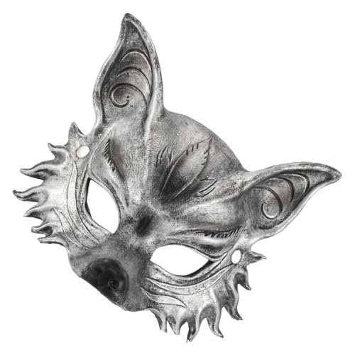 WRITWAA Fuchs Maske masken für halloween dekoration Masken für Theateraufführungen Maskerade Zubehör Maskierte Maske Wolfsmaske für Männer Maskerade Fuchsmaske Tiere Maske Pu Silver von WRITWAA