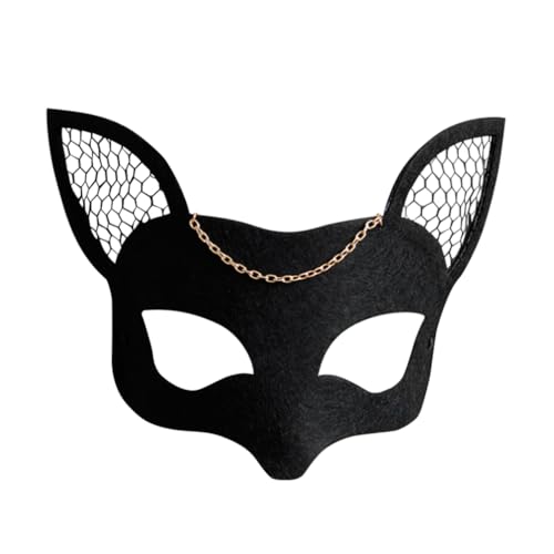 WRITWAA Fuchsmaske Tiermaske Schwarze Maske Halbmaske Maskerade Cosplay Karneval Halloween Weihnachtsmaske Für Frauen Mädchen von WRITWAA