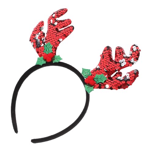 WRITWAA Geweih Stirnband Weihnachtsbaum Hut Weihnachtsfeier Stirnbänder Weihnachtskostüm Beleuchtetes Weihnachtsstirnband Glitzerndes Geweih-stirnband Stirnband Mit Rentierohren Haarball von WRITWAA