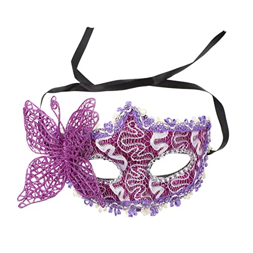 WRITWAA Halbgesichtsmaske Schmetterling Augenmaske Maskenball Maske Mascarade-ball-maske Für Frauen Jungen-maskerade-maske Kinder Maskerade Maske Mädchen Cat-eye-party Kunststoff Violett von WRITWAA