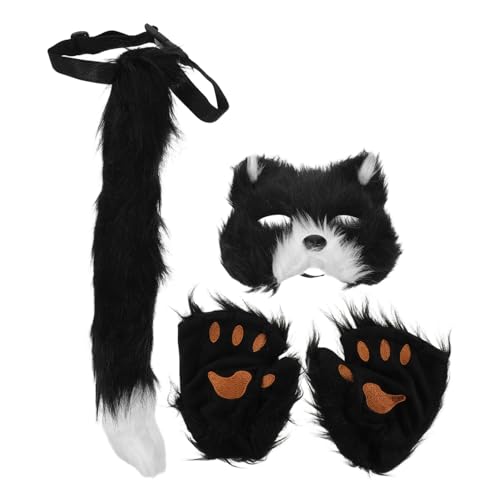 WRITWAA Halloween -Katzenanzug Tierfuchs Wolfsmaske Cosplay Katzenkostüm Kostüm Fuchsmaske für Damen zubehör katzenkostüm Katzenmasken-Cosplay Party Halbgesichtsmaske Kunstfell Schwarz WRITWAA Halloween -Katzenanzug Tierfuchs Wolfsmaske Cosplay Katzenkostüm Kostüm Fuchsmaske für Damen zubehör katzenkostüm Katzenmasken-Cosplay Party Halbgesichtsmaske Kunstfell Schwarz von WRITWAA