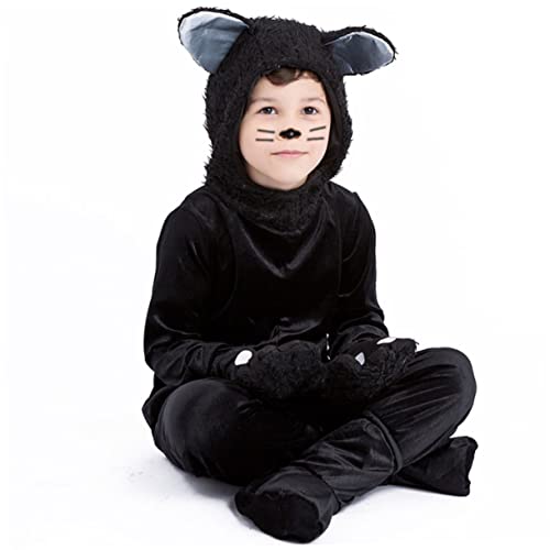 WRITWAA Halloween-katzenkostüm Schwarze Katze Cosplay-kleid Tierkatze Leistungsanzug von WRITWAA