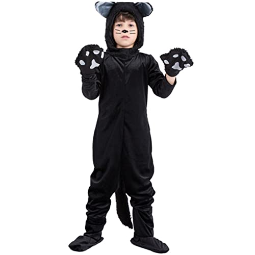 WRITWAA Katzenkostüm Für Kinder Halloween-party-outfit Schwarzes Katzen-performance-kleid Größe L Bequem Leicht Zu Tragen Wiederverwendbar von WRITWAA