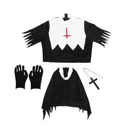 WRITWAA Halloween Swing Kleid Mit Kapuzenumhang Für Frauen Horrorkostüm Für Partys Und Bühnenauftritte Ideal Zombie Oder Brautkostüm Größe XL von WRITWAA