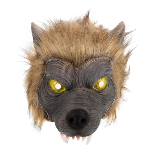 WRITWAA Halloween-Werwolfgesicht Tiermaske Halloween Wolfsmaske Halloween Gruselige Tiermaske Halloween-Tiermaske Halloween-Wolfsmaske Hundemaske tragen Narr lustig Foto-Requisite Emulsion von WRITWAA