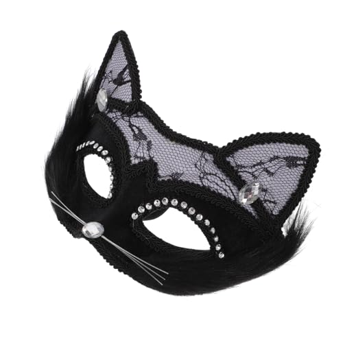 WRITWAA Katze Gesichtsmaske Tierische Cosplaymaske Halloween-masken Für Erwachsene Kostüm Maskerade-maske Karnevalsmasken Katze Für Frauen Halloween Augenmasken Abschlussball Pvc Black von WRITWAA