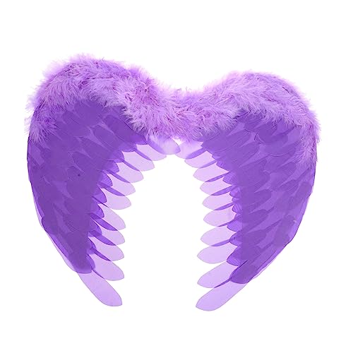 WRITWAA Künstliche Federflügel Halloween-masse Haustierflügel Halloween-katzenhalsband Kostüm Flügel Party Engel-halloween-kostüm Feenflügel Flügel Kostümkleid Fotoshooting-flügel Violet von WRITWAA