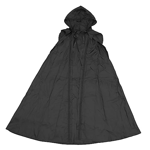 WRITWAA Langer Schwarzer Kapuzenumhang Vintage Halloween Umhang Cosplay Kostü Für Damen Und Herren Mittelalterlicher Robe Cape Für Hexen Und Zauberer von WRITWAA