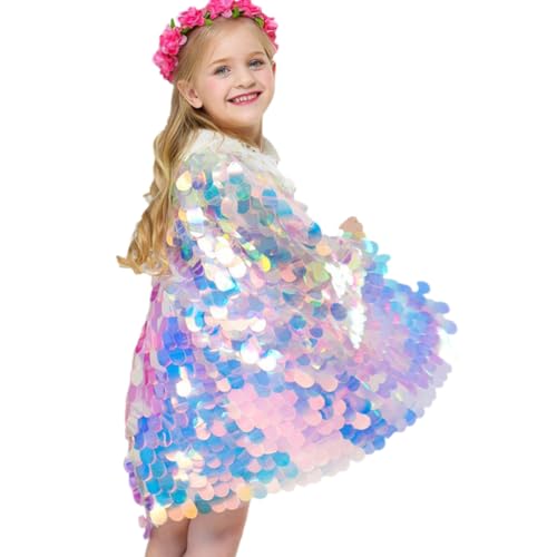 WRITWAA Paillettenumhang prinzessin zubehör süße Accessoires Kostüm für Mädchen Umhang für Kinder Paillettenmantel halloween costume halloween kleidung Performance-Kleidung Mädchen Umhang von WRITWAA