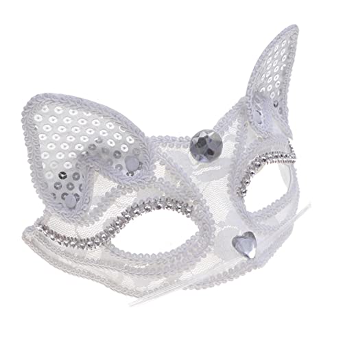 WRITWAA Party-Maske Karnevalsmasken Halloween-Cosplay-Kostümzubehör Halloween-Schaum Spitze Fuchs Cosplay-Filz Outfit halloween masken halloweenmaske Maskenball Masken Party-Halbmaske Weiß von WRITWAA