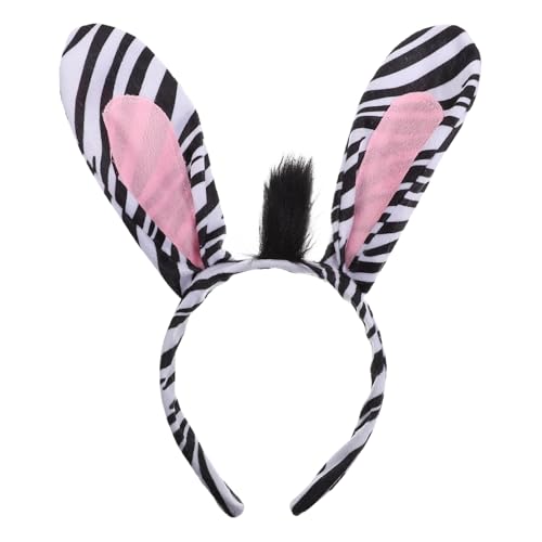 WRITWAA Plüschtier Ohren Stirnband Hörner Stirnband Zebra Stirnband Halloween Karneval Maskerade Mottoparty Cosplay Kopfbedeckung von WRITWAA