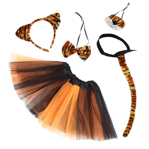 WRITWAA Satz Tiger-anziehkostüm Tierohren Und Tigerschwanzkostüm Frackkostüm Für Halloween-tiger-stirnband Tigerkostüm Tigerohren Stirnband Tiger-kostümzubehör Stoff von WRITWAA