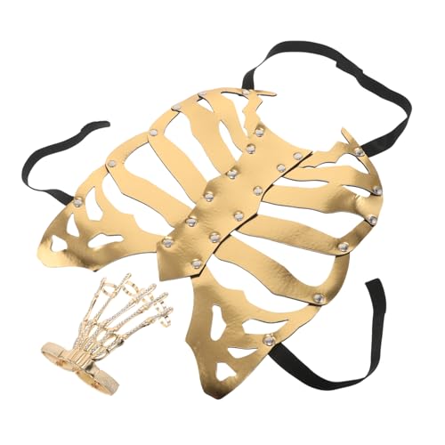 WRITWAA Skelett Armband Brust Film Totenkopf Anhänger Halloween Skelett Brustkorb Halloween Accessoire Cosplay Golden WRITWAA Skelett Armband Brust Film Totenkopf Anhänger Halloween Skelett Brustkorb Halloween Accessoire Cosplay Golden von WRITWAA
