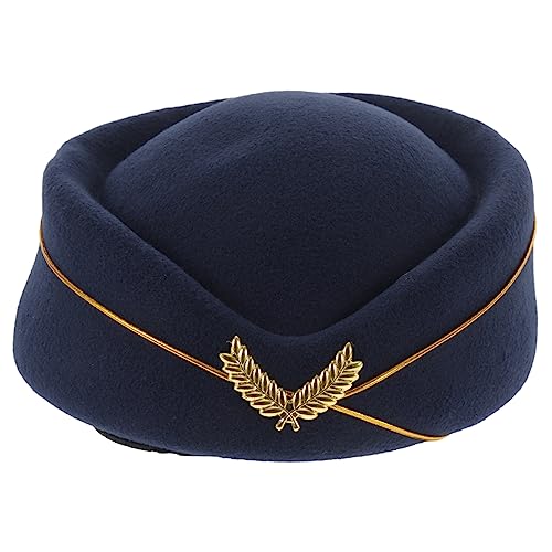 WRITWAA Stewardess-Hut sonnenhut damen dekorativer Stewardessenhut Trucker-Hut Flugbegleiterin Hut Cosplay Hut für Flugbegleiterinnen Party-Cosplay-Hut Band-Kostüm-Hut Imitation Monny Navy von WRITWAA