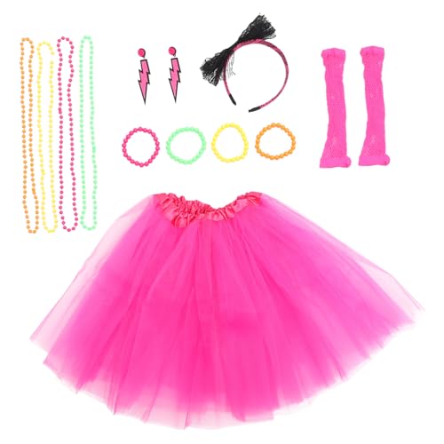 WRITWAA Tutu Kleid Set Für Erwachsene Halloween Kostü Mit Funkelndem Schmuck Armstulpen Und Ohrringen Perfekt Für 80er Jahre Partys Und Junggesellenabschiede von WRITWAA