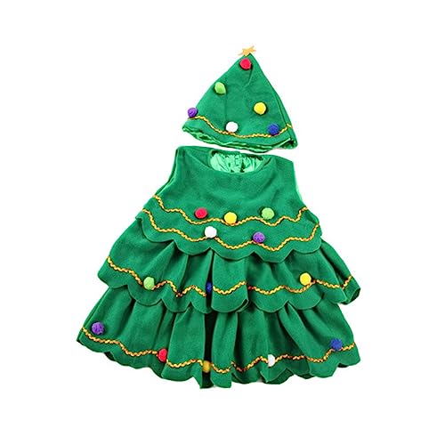 WRITWAA Jungen Mädchen Weihnachten Baum Leistung Kostüme Größe 140cm Grün Bühne Zeigen Kleid Hut Bequem von WRITWAA