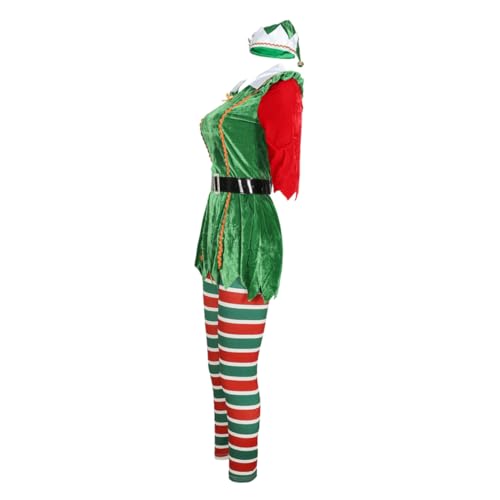 WRITWAA Weihnachtskostüm Damen Elegantes Elfenkleid Für Festliche Anlässe Grünes Kleid Mit Langen Ärmeln Und Spitze Ideal Für Weihnachtsfeiern Und Karneval Größen Verfügbar von WRITWAA