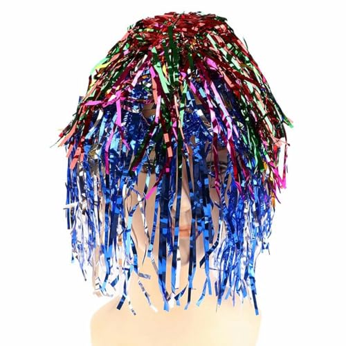 Lametta-Perücke, Kostüm, Cosplay, lustig, glänzend, metallisch, Haar-Accessoires für Party, Karneval, Maskerade, mehrfarbig, 1 Stück von WRJLIN