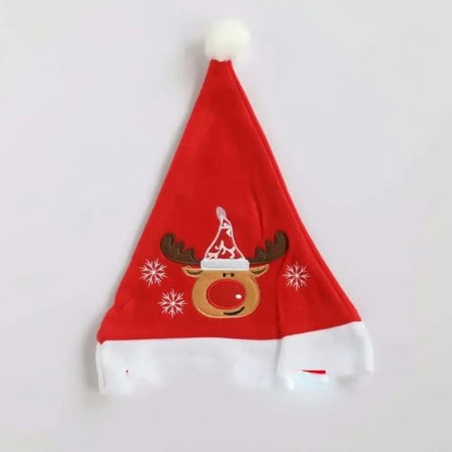 Weihnachtsmütze für Kinder, kurze Samthut, lange Samthut, Erwachsene, Party, Dekoration, Vliesmütze, Weihnachtsmannmütze, Weihnachtsmütze. Modell Elch von WRJLIN