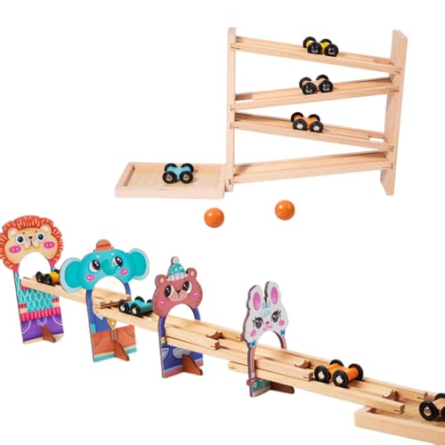 WRQIOO 2 in 1 Kugelbahn Holz, Autorennbahn Murmelbahn, Holzauto-Rampen-Rennbahn-Spielzeug, Große Kugelbahn Holz mit 4 Autos, 2 Bälle, 4 Schichten Rennstrecke Geschenk für Ab 1 Jahren WRQIOO 2 in 1 Kugelbahn Holz, Autorennbahn Murmelbahn, Holzauto-Rampen-Rennbahn-Spielzeug, Große Kugelbahn Holz mit 4 Autos, 2 Bälle, 4 Schichten Rennstrecke Geschenk für Ab 1 Jahren von WRQIOO