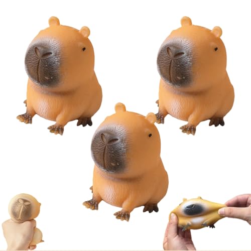 WRQIOO 3 Stück Capybara Anti Stress Spielzeug, Capybara Squishy Quetsch Spielzeug, Soft Squeeze Toy, Capybara Stressball, Antistress Spielzeug Gegen Angstzustände für Kinder Erwachsene von WRQIOO