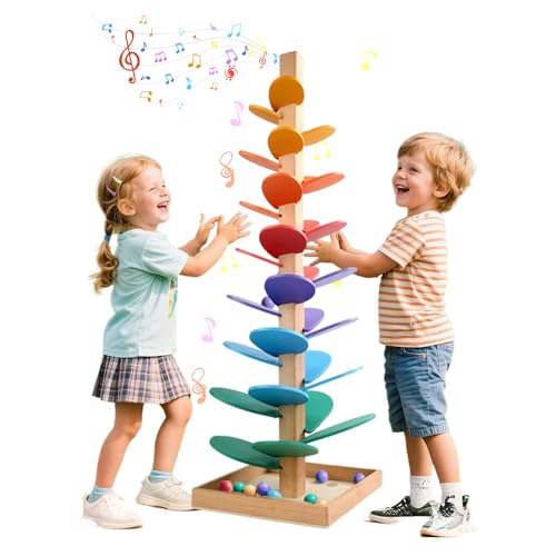 WRQIOO Murmelbahn Holz, Klangbaum, Kugelbahn Holz Baby, Klangturm, Klang Murmelbahn Regenbogen, Murmelturm Ho-lz Montessori mit 10 Kugeln, für ab 3 Jahr WRQIOO Murmelbahn Holz, Klangbaum, Kugelbahn Holz Baby, Klangturm, Klang Murmelbahn Regenbogen, Murmelturm Ho-lz Montessori mit 10 Kugeln, für ab 3 Jahr von WRQIOO