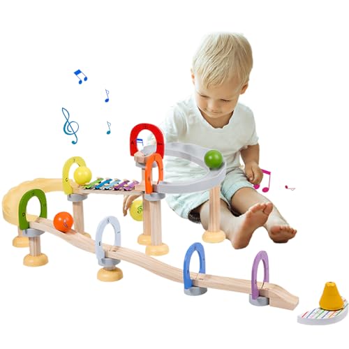 WRQIOO Murmelbahn Holz für Kider, Kugelbahn Holz, Kugelbahnen Holz für Ab 1 2 3 4 5 Jahr, Montesori Spielzeug, Klang Xylophon & Klingel, Motorikspielzeug Lernspielzeug für Babys WRQIOO Murmelbahn Holz für Kider, Kugelbahn Holz, Kugelbahnen Holz für Ab 1 2 3 4 5 Jahr, Montesori Spielzeug, Klang Xylophon & Klingel, Motorikspielzeug Lernspielzeug für Babys von WRQIOO