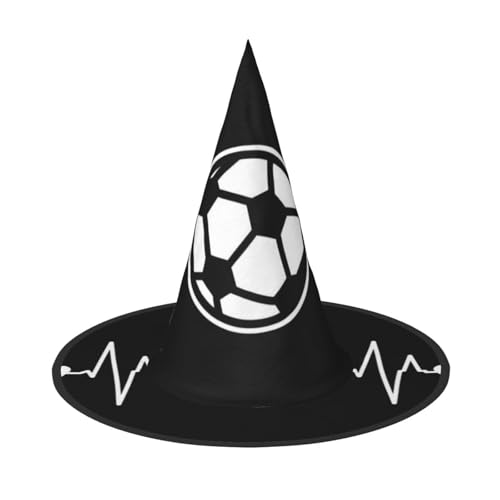 WSHFFILO Bedruckter Halloween-Hut mit Aufschrift "I Love Soccer", faltbar, spitz, Party-Dekoration von WSHFFILO