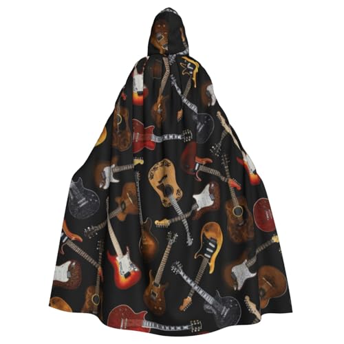 WSHFFILO Kapuzenponcho mit Gitarren-Motiv, für Erwachsene, Party-Dekoration, Umhang von WSHFFILO