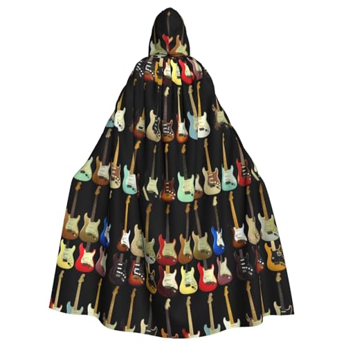 WSHFFILO Kapuzenponcho mit Kunst-Gitarren-Muster, für Erwachsene, Party-Dekoration, Umhang von WSHFFILO