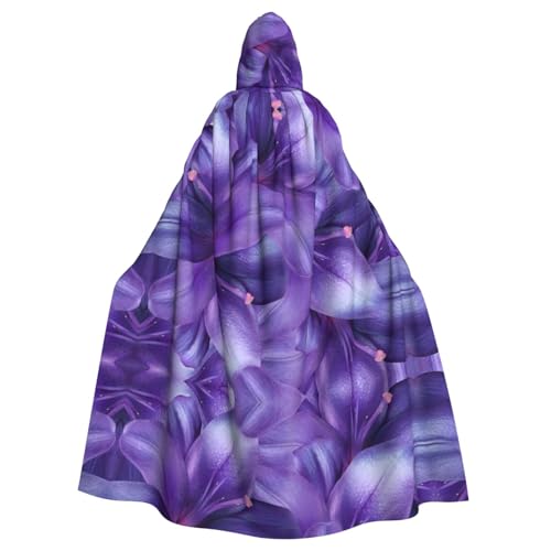 WSHFFILO Kapuzenponcho mit Lilien-Motiv, für Erwachsene, Party-Dekoration, Umhang mit lila Lilien von WSHFFILO