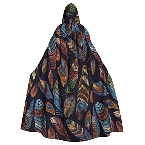 WSHFFILO Kapuzenponcho mit Pfauenfeder-Motiv, für Erwachsene, Party-Dekoration, Umhang von WSHFFILO