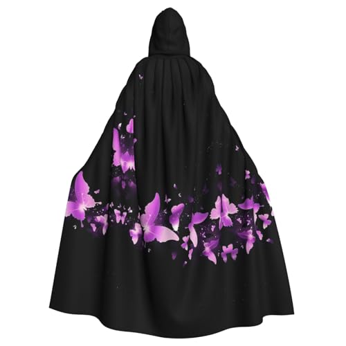 WSHFFILO Kapuzenponcho mit Schmetterlings-Motiv, für Erwachsene, Party-Dekoration, Violett von WSHFFILO