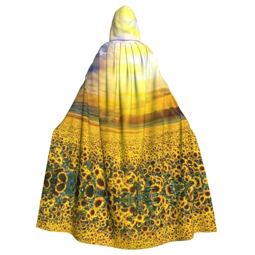 WSHFFILO Kapuzenponcho mit Sonnenblumen-Motiv, bedruckt, für Erwachsene, Party-Dekoration, Umhang von WSHFFILO