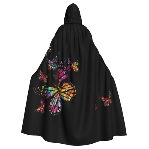 WSHFFILO Kapuzenponcho mit buntem Schmetterlingsmotiv, für Erwachsene, Party-Dekoration, Umhang von WSHFFILO