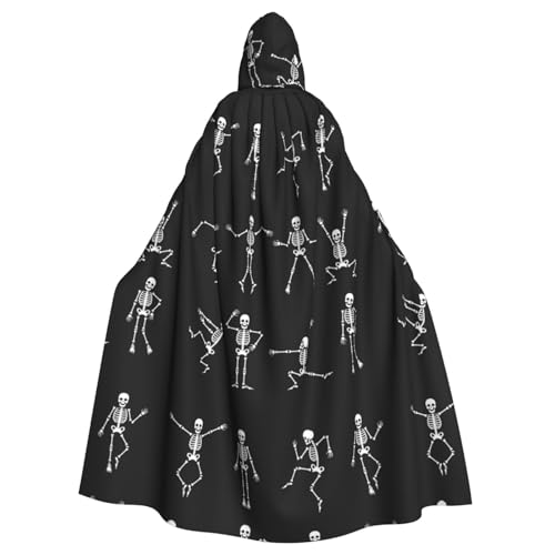 WSHFFILO Kapuzenponcho mit niedlichem Skelett-Motiv, bedruckt, für Erwachsene, Party-Dekoration, Umhang von WSHFFILO