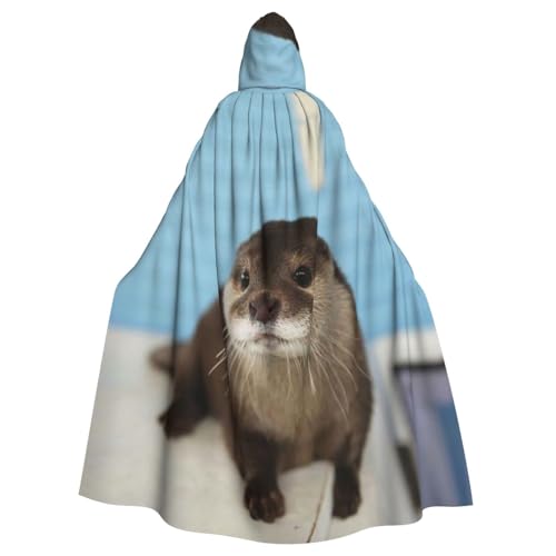 WSHFFILO Kapuzenponcho mit süßem Ottermotiv, für Erwachsene, Party-Dekoration, Umhang von WSHFFILO